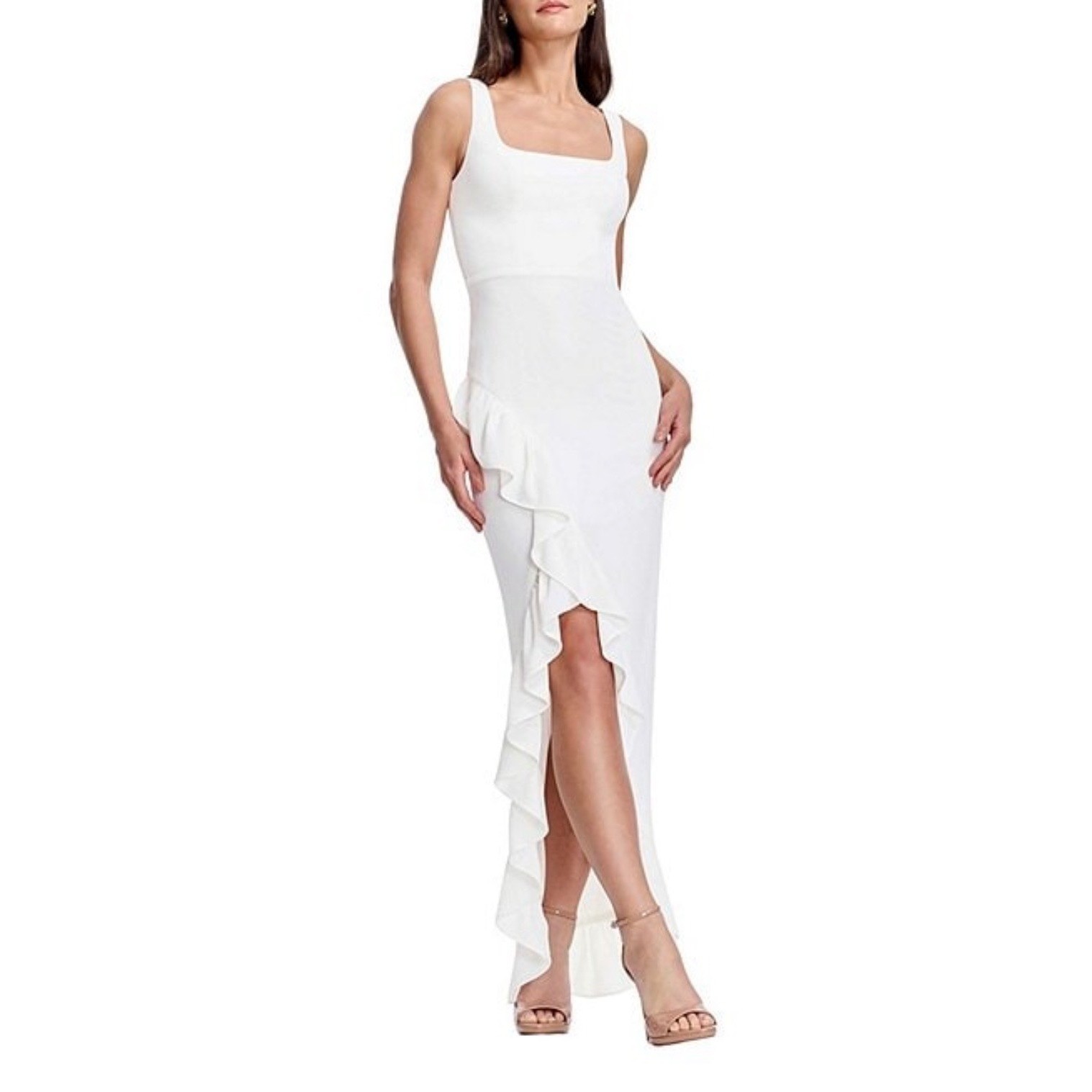 Dress the Population Charlene Off White Ruffle Mermaid Gown NWT