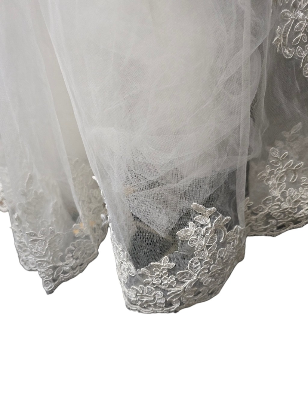 Abaowedding V Neck Lace Tea Length Wedding Dress with Quarter Sleeve Sz.10