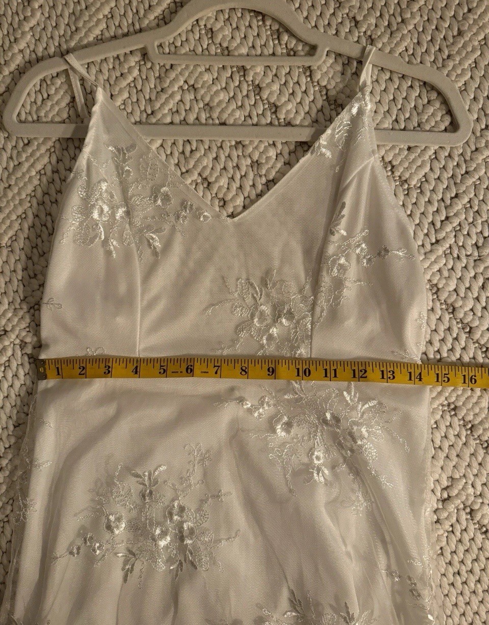 White Maxi Wedding Dress With Beautiful Appliqué And Under Slip