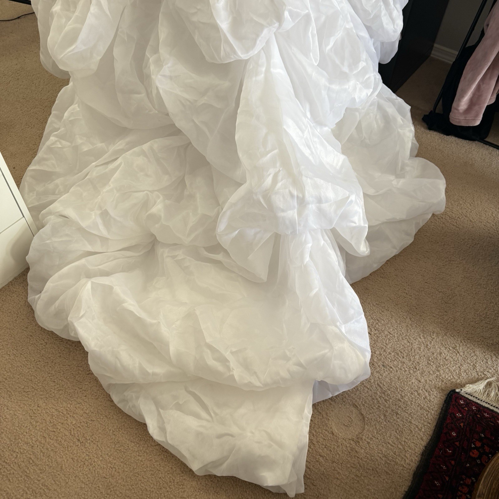 Allure Bridal Strapless Sweetheart Wedding Dress Chapel Train Satin Organza 8326