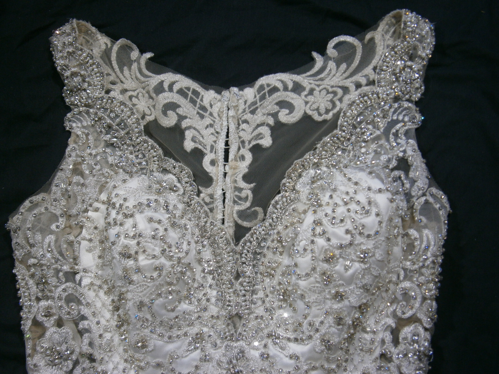 Allure Bride Wedding Dress 12 Ivory Satin Mermaid Beaded Illusion 9402 $1,789