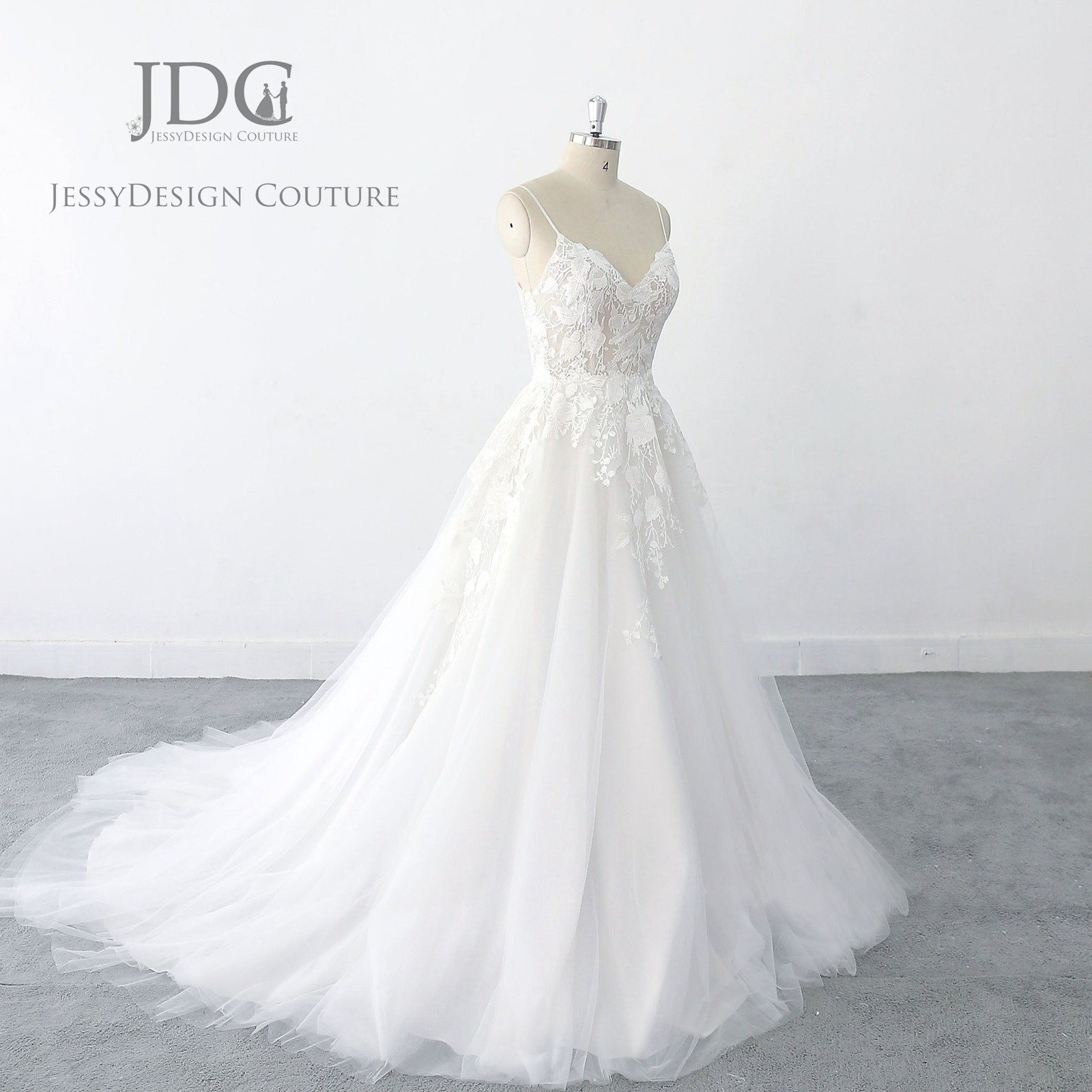 Boho Thin Strappy Wedding Dress Wedding Dress 32-60 Tailored Ivory