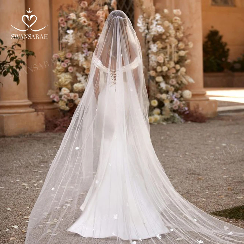 3D Flowers Mermaid Wedding Dress Off Shoulder Satin Detachable Train customized