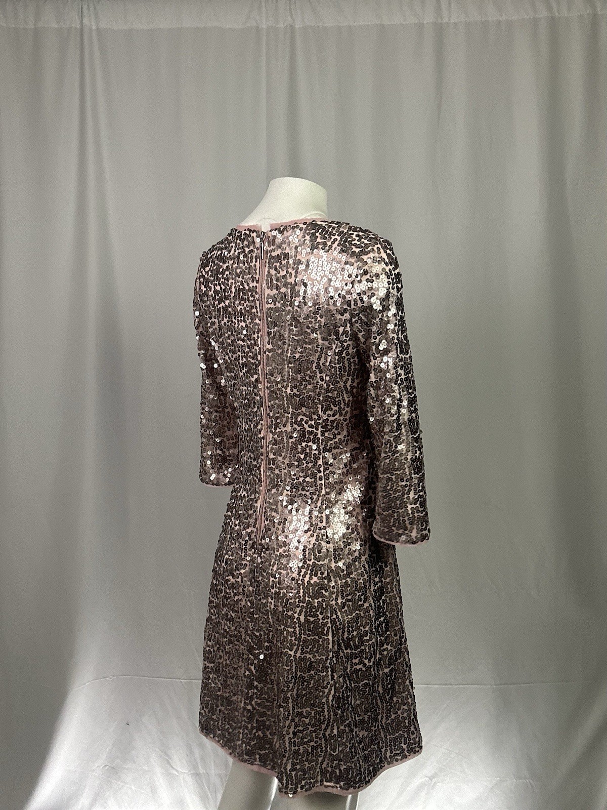 Eliza J Dress Pink Sequine Cocktail V-Neck 3/4 Sleeve Sparkly Birthday Mini 8