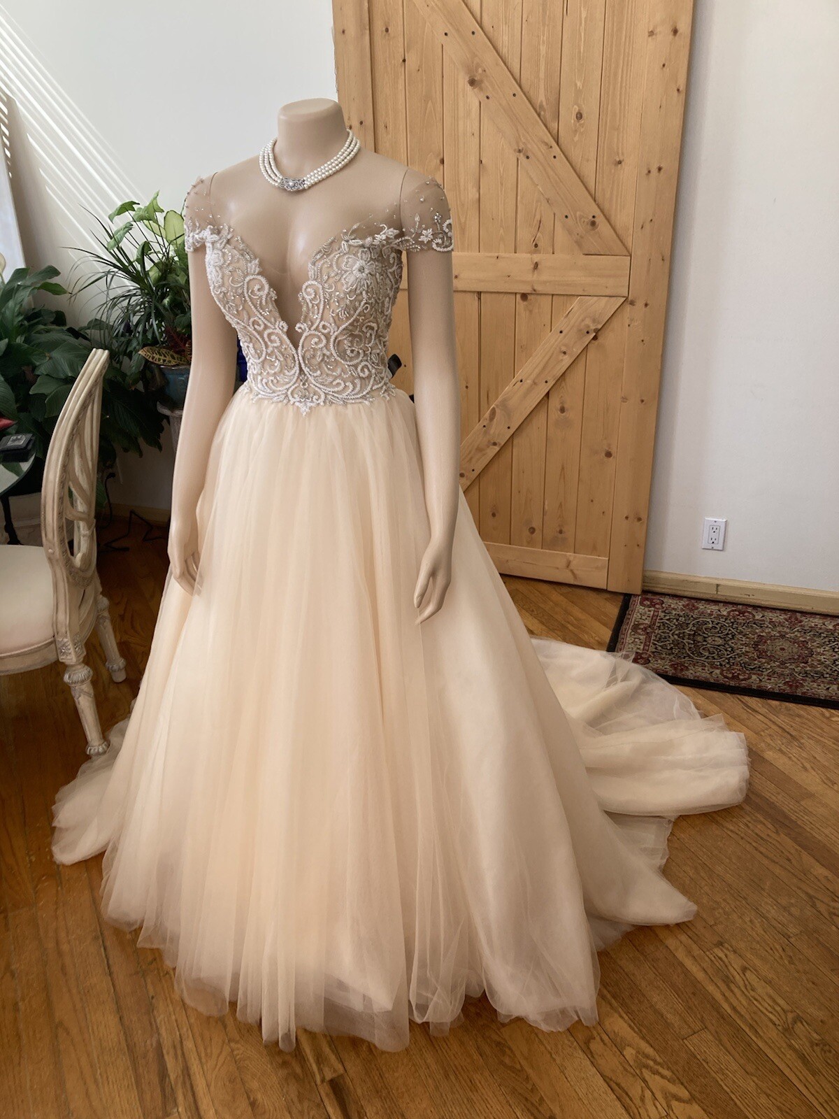 ASHLEY JUSTIN 10417 Bridal Gown Wedding Dress Size 10 NUDE 4702127