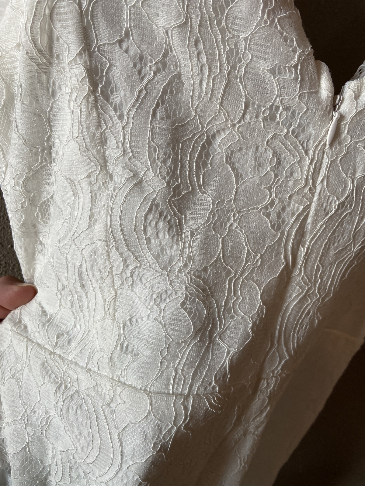 White Floral Lace Bodycon Ruffle Bridal Wedding Mini Dress Size Medium