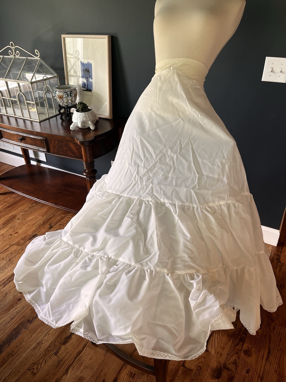 Vintage 80s White/Off White Wedding Dress, Petticoat and Veil