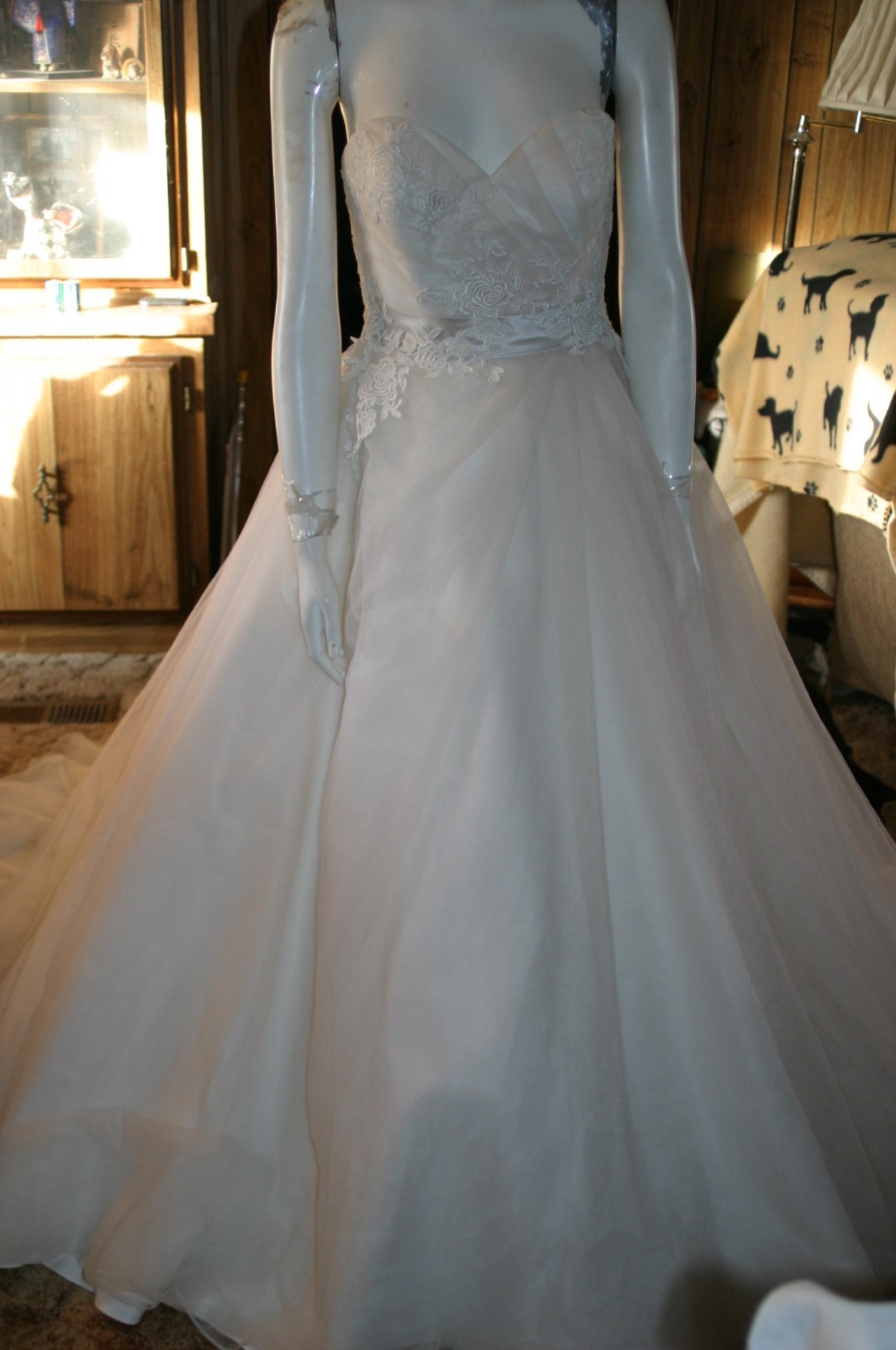 BEAUTIFUL & ELEGANT SOFT CHAMPAGNE IVORY ALLURE ROMANCE BRIDAL DRESS SZ 6 #2566