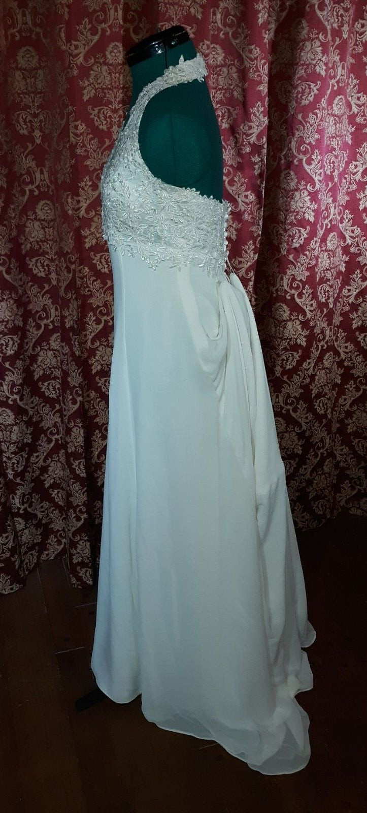 Ginnis by Montique Chiffon Boho Beach Wedding Dress Halter REDUCED!!