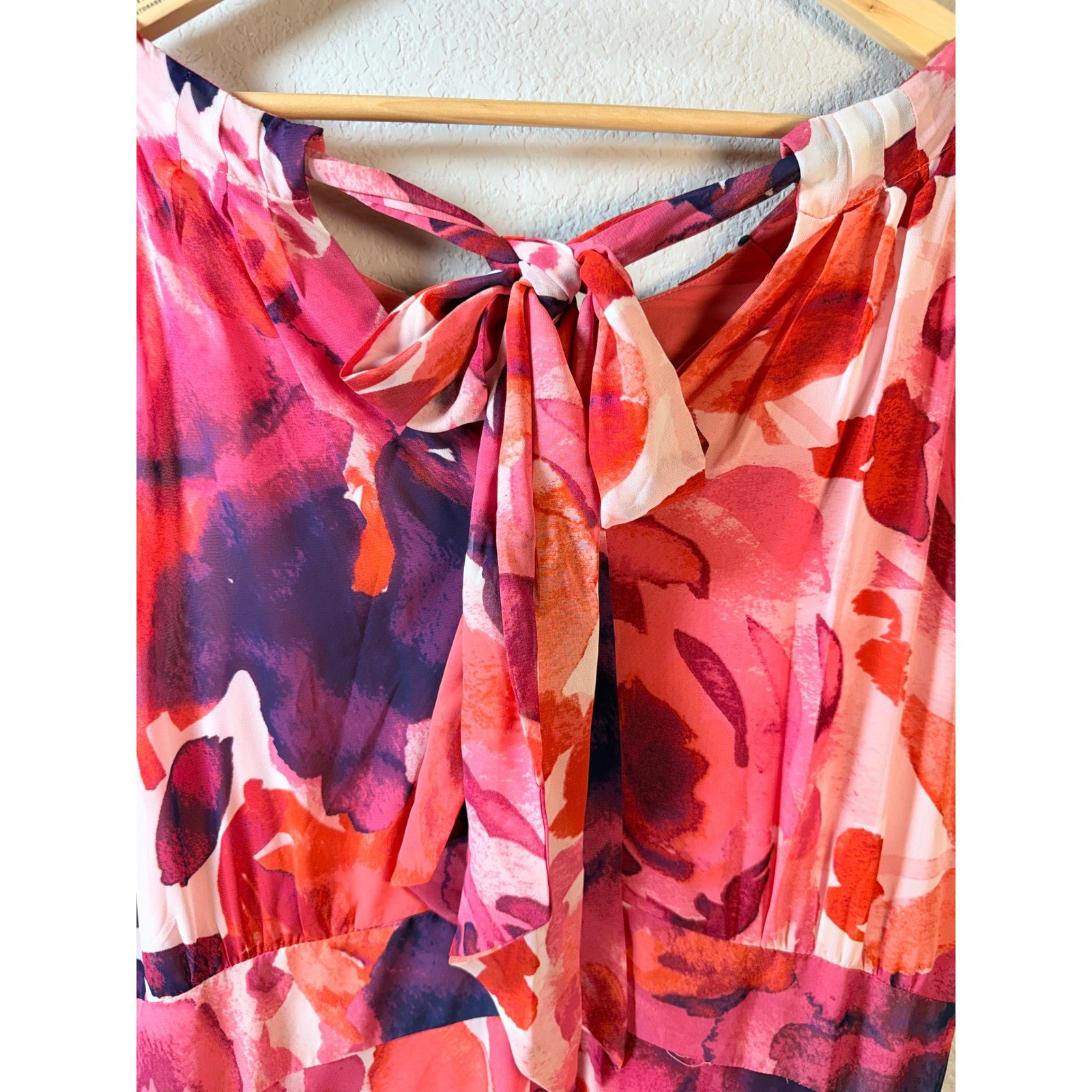 Eliza J Womens 20W Floral Maxi Dress Pink Purple Pleated Halter Wedding Guest