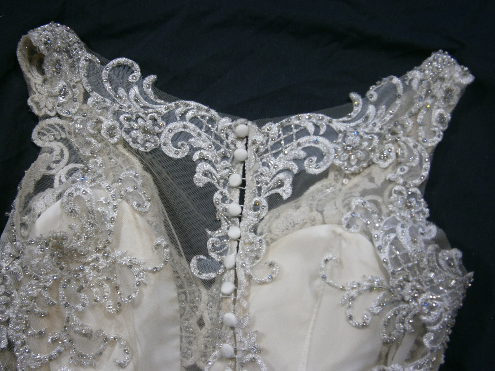 Allure Bride Wedding Dress 12 Ivory Satin Mermaid Beaded Illusion 9402 $1,789