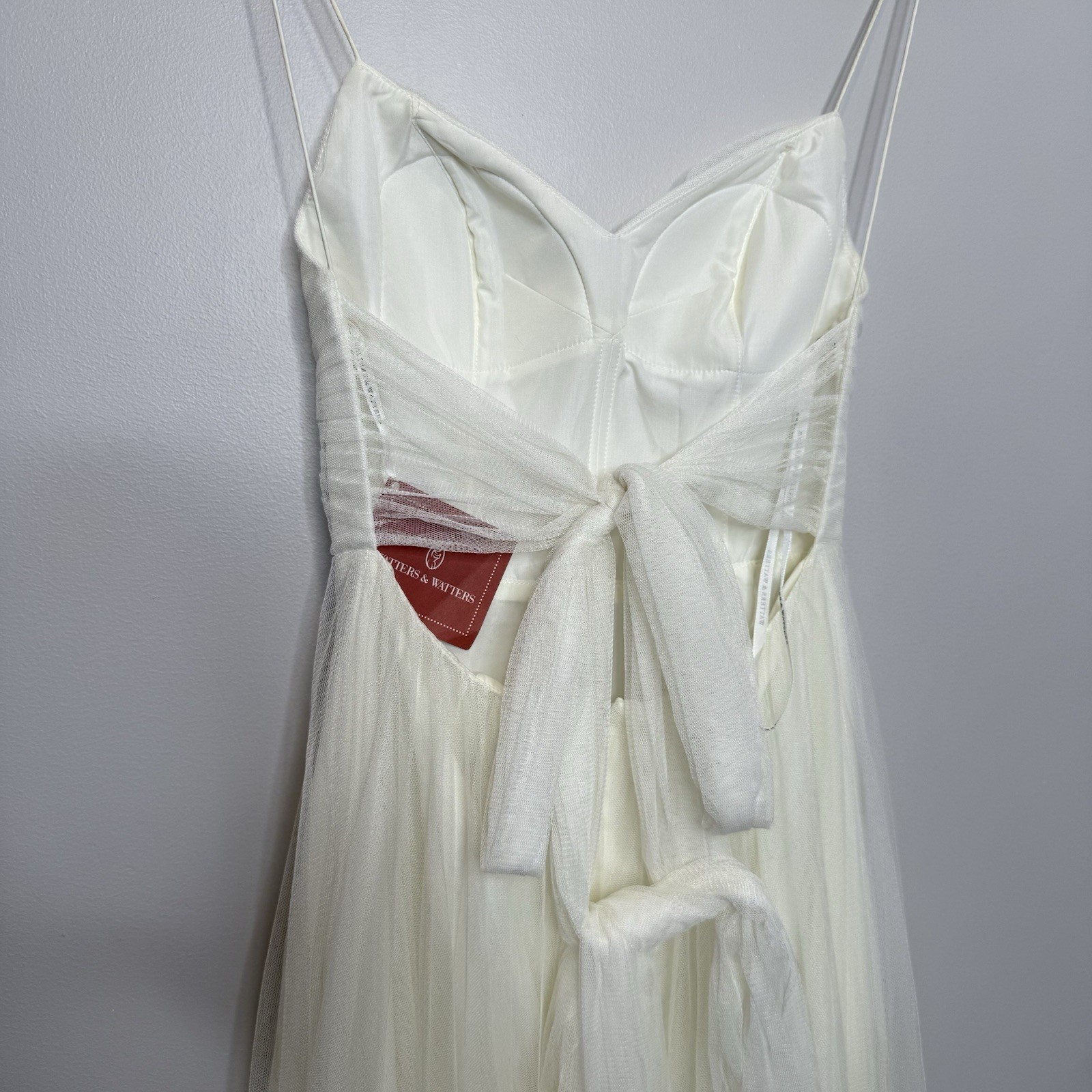 NWT Watters & Watters Tinsley Dress Ivory White Tulle Wedding Tie Back Sz 0