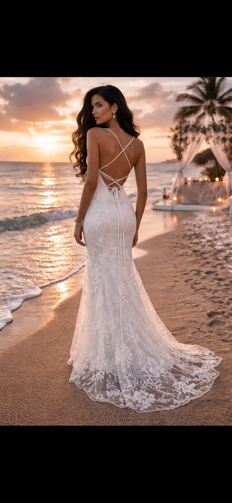 Size 10 Lace Wedding Dress Beach Garden Bridal Gown Boho Chic NWOT
