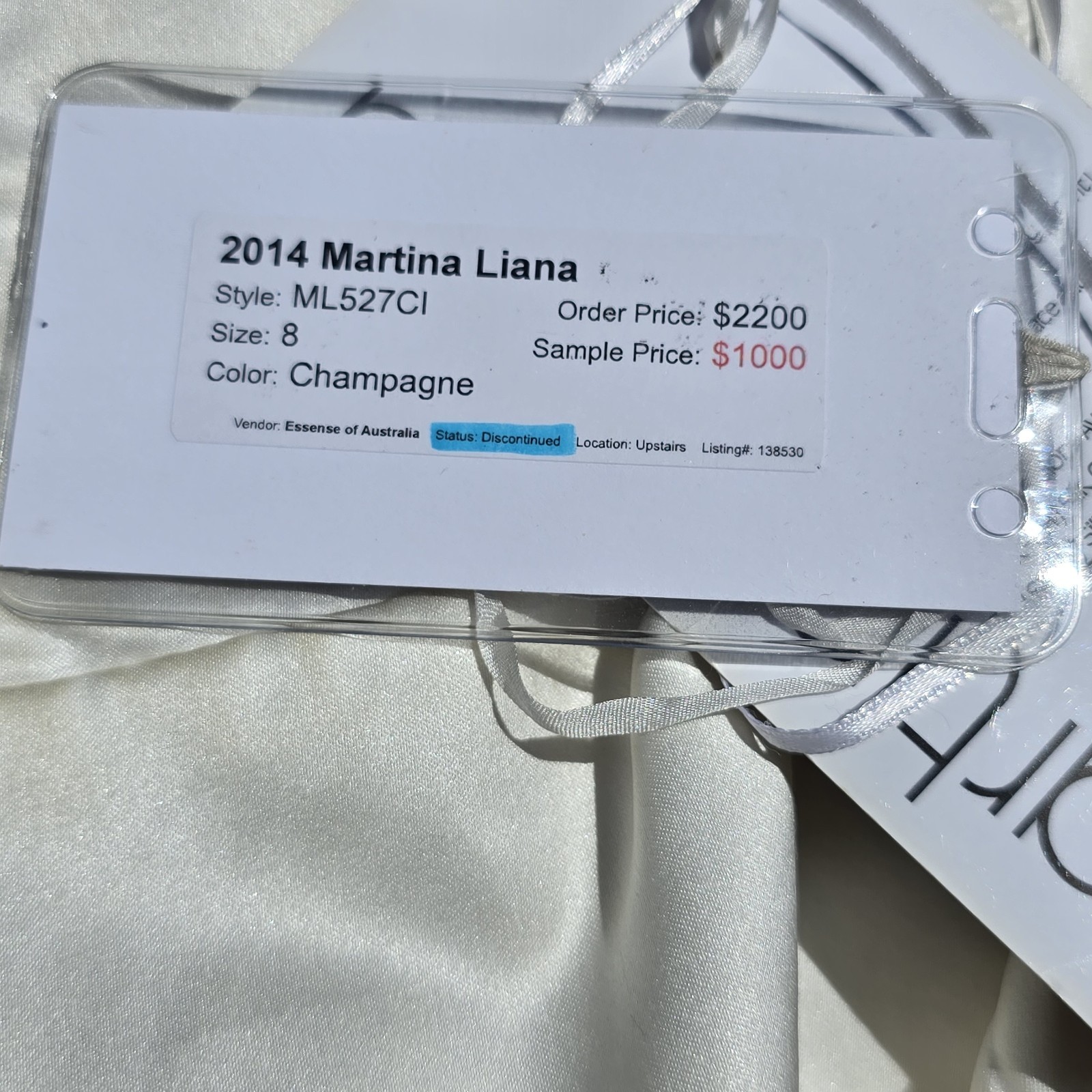 2014 Martina Liana ML 527CI Champagne Size 8 Sample Wedding Dress Needs Repair