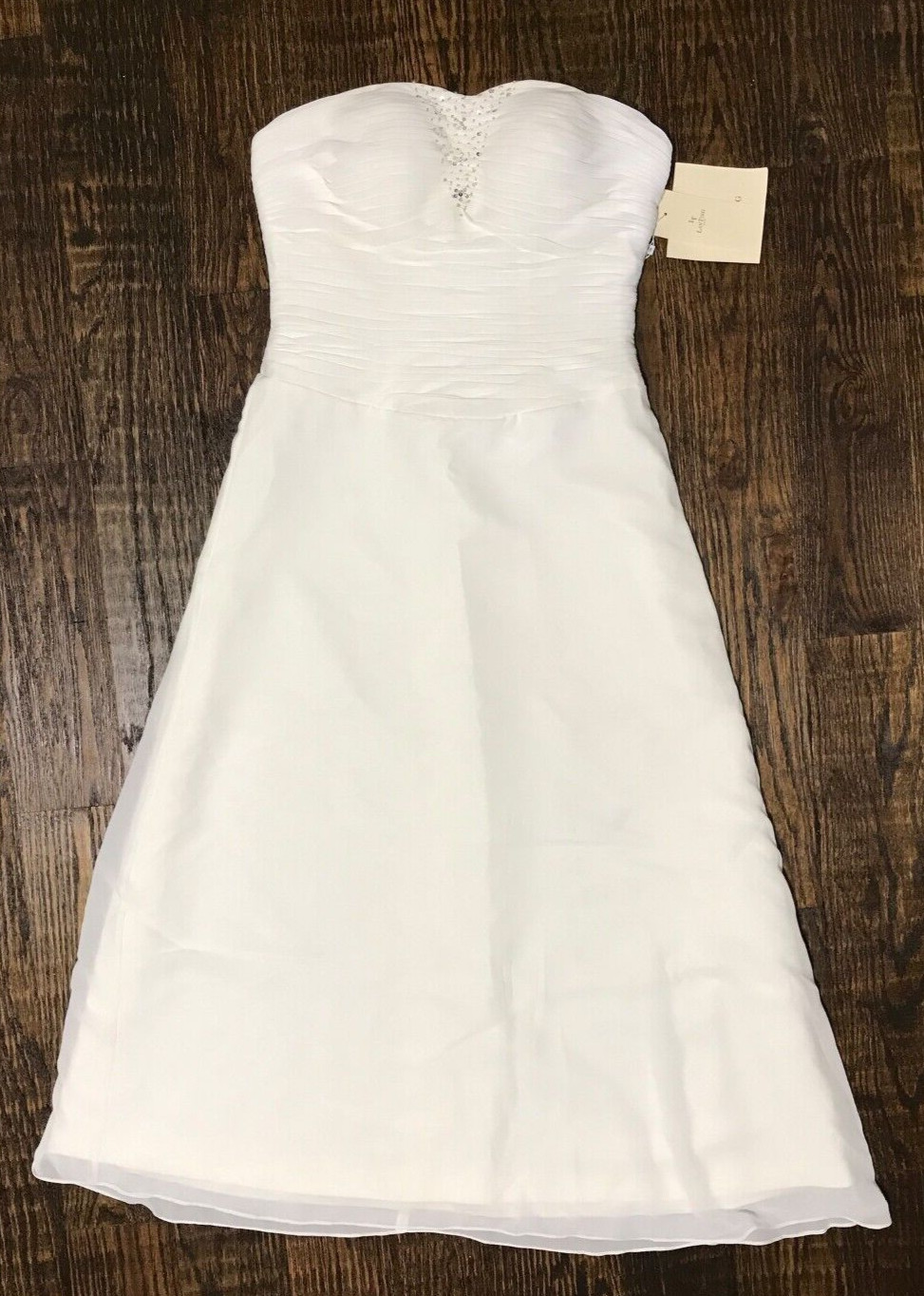NWT LanTing Ivory Strapless Beach Ruched Chiffon Wedding Dress With Shawl / Wrap