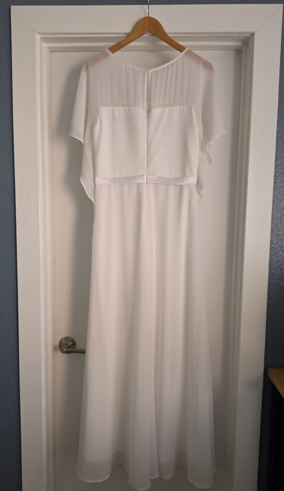 Ever Pretty Flutter Sleeve Full Length Lined Wedding Dress Size 12 Lace Detail