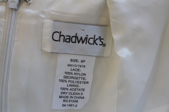CHADWICK’S Ivory Lace Off Shoulder Wedding Formal Dress Sz 6P NWT #CB1-10