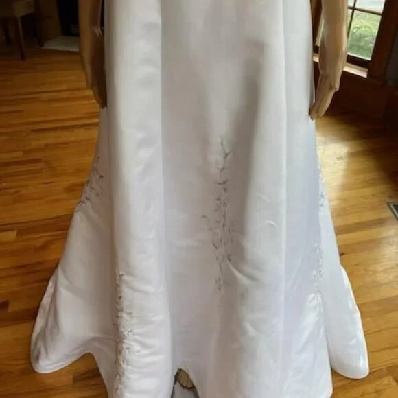 Michaelangelo White Yellow Pink Strapless David Bridal Gown Wedding Dress Size 8