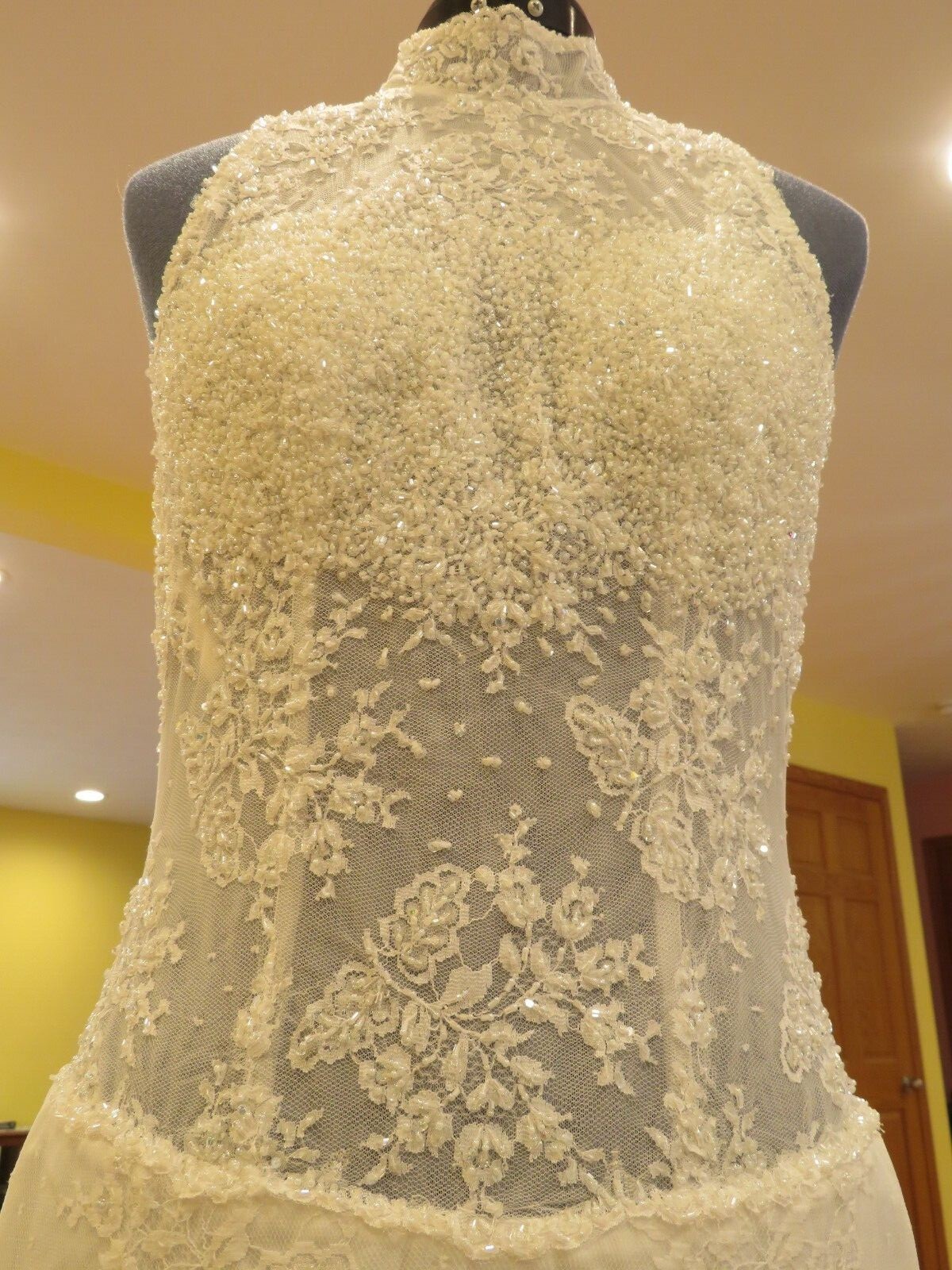 NEW Bridal Vintage Wedding Dress LACE Gown Train BEACH SPARKLE ROMANTIC FREE SHI