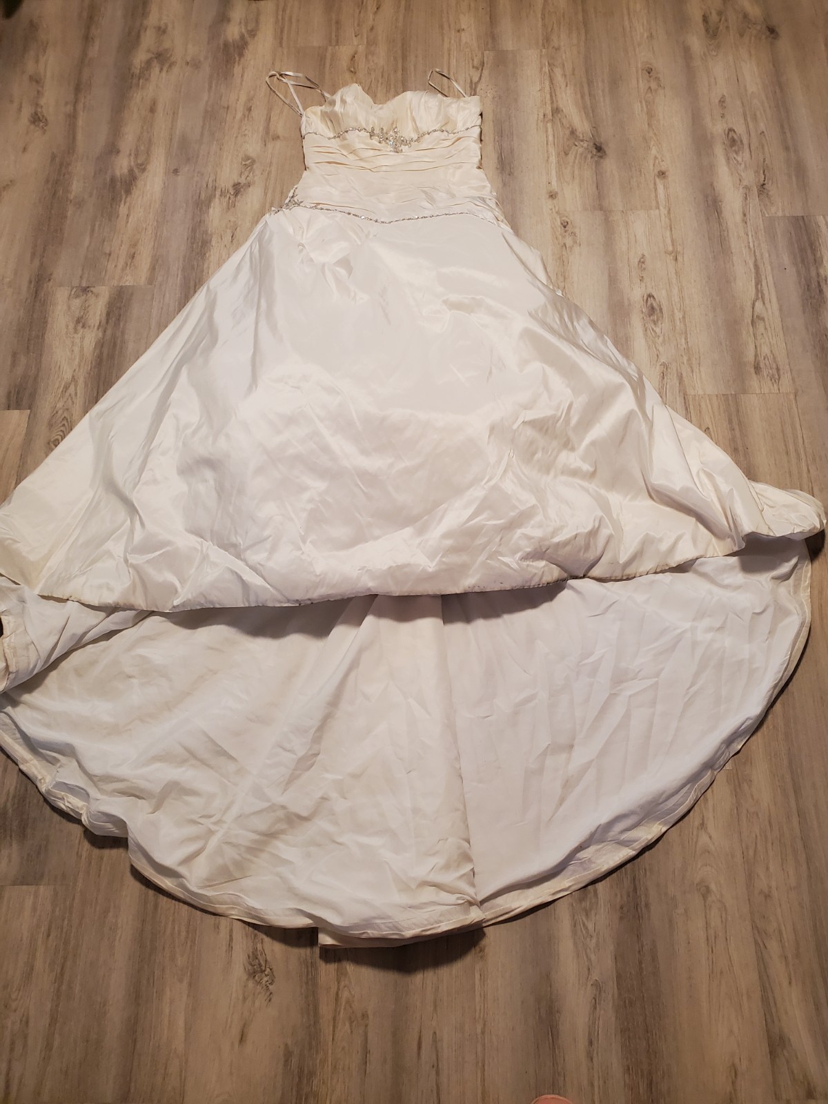Jasmine Haute Couture Silk Off White Wedding Dress Sz 16 Rhinestones Strapless