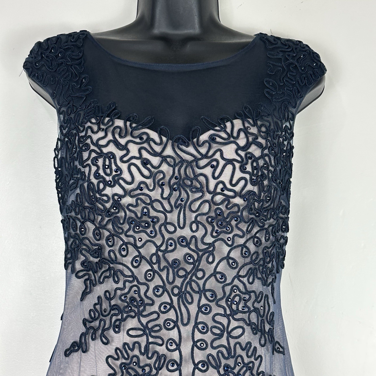 GLS by Gloria Navy Embellished Beaded Mermaid Gown Size S Formal Glam Princess