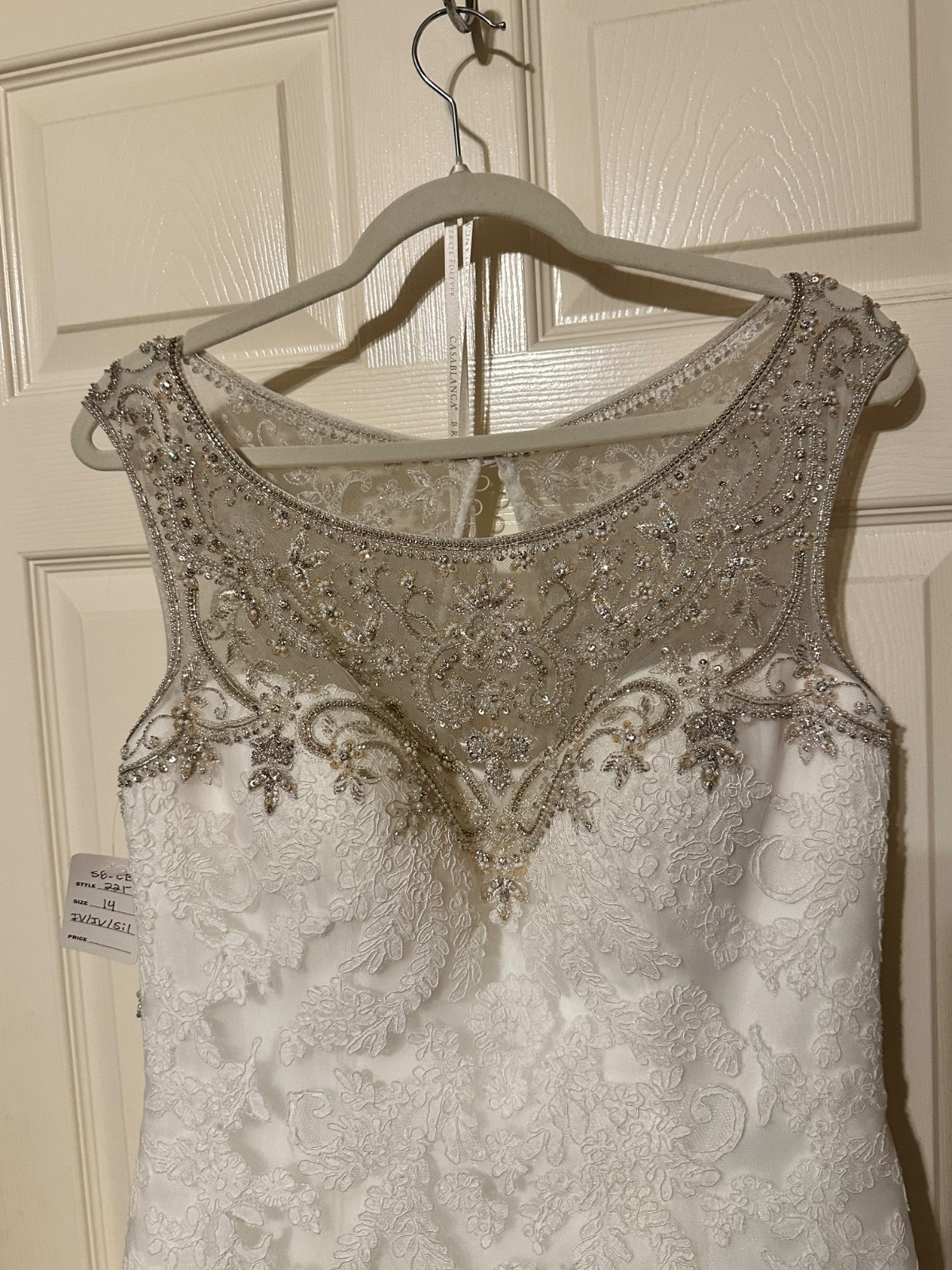 Casablanca Bridal Full A-line gown with non-beaded lace appliqués Size 14 $750