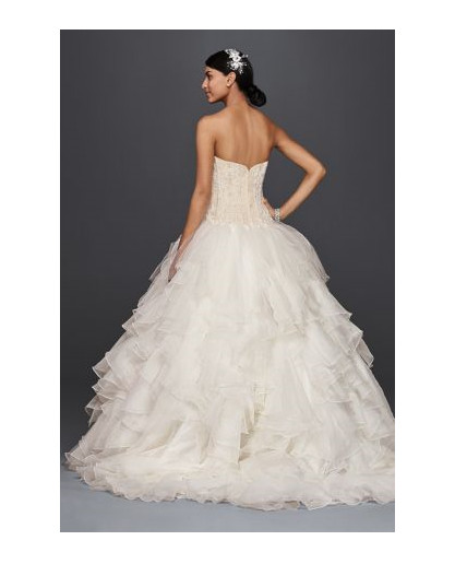Petite Organza Ruffle Skirt Ivory Wedding Dress OLEG CASSINI 7CWG568 Size 6