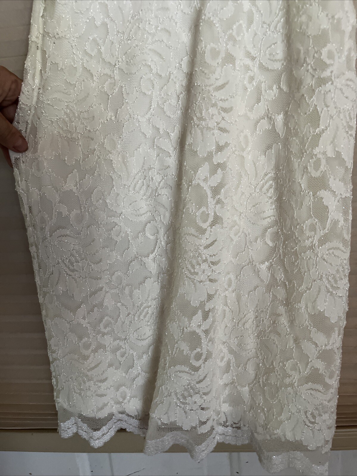Davids Bridal DB Studio Tea Length Wedding Dress Ivory Size 4 Lace & Jewels