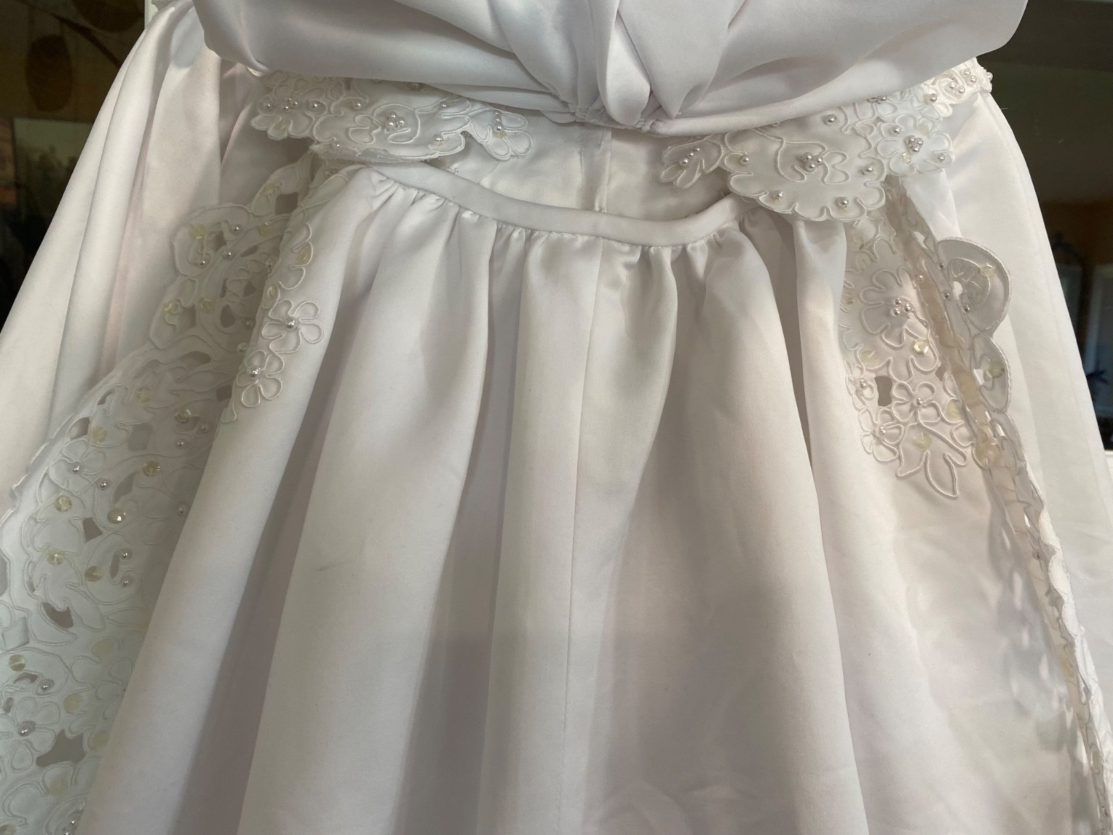 Wedding Dress Sweetheart Gowns Sz o6 White Beaded Sequins Detachable Train BOW!