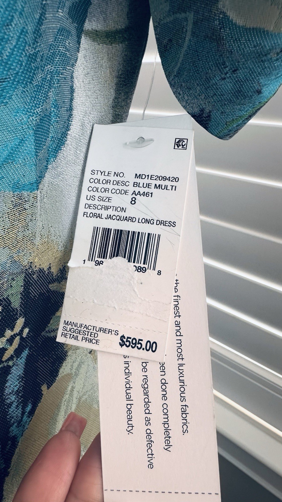NWT Aidan Mattox Off Shoulder Floral Jacquard Pleated Gown Size 8 MSRP $550.00