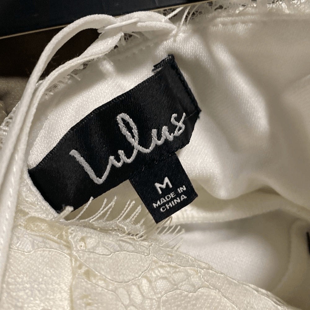 Lulus Waverly White Lace Midi Dress MEDIUM NWT Bridal Shower Courthouse Wedding