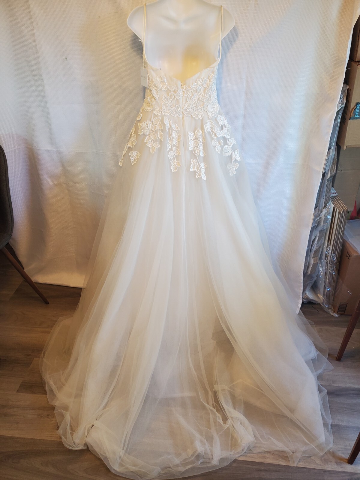 Nouvelle Amsale Hand Beaded Tulle Embellished Ivory Wedding Dress Size 8 $6700
