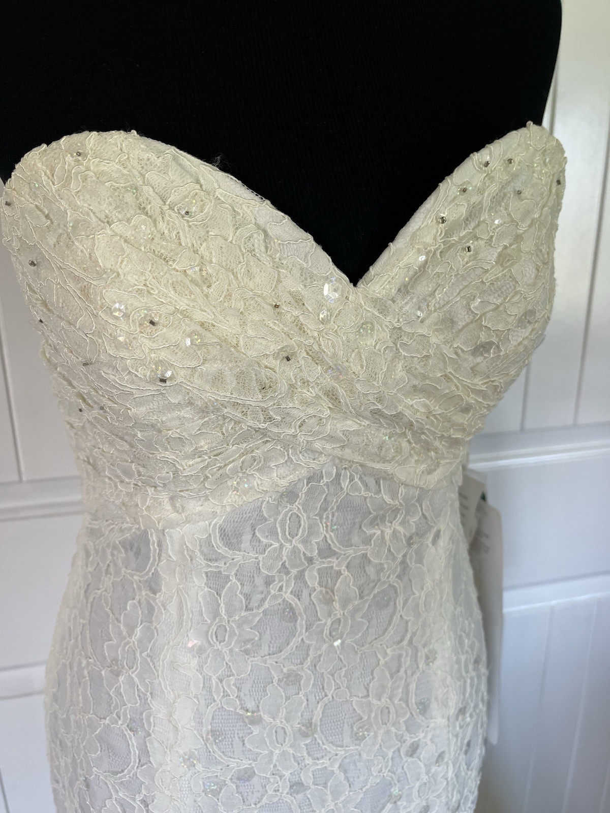 Mori Lee by Madeline Gardner Ivory Lace Strapless Wedding Dress Size 10 NWT