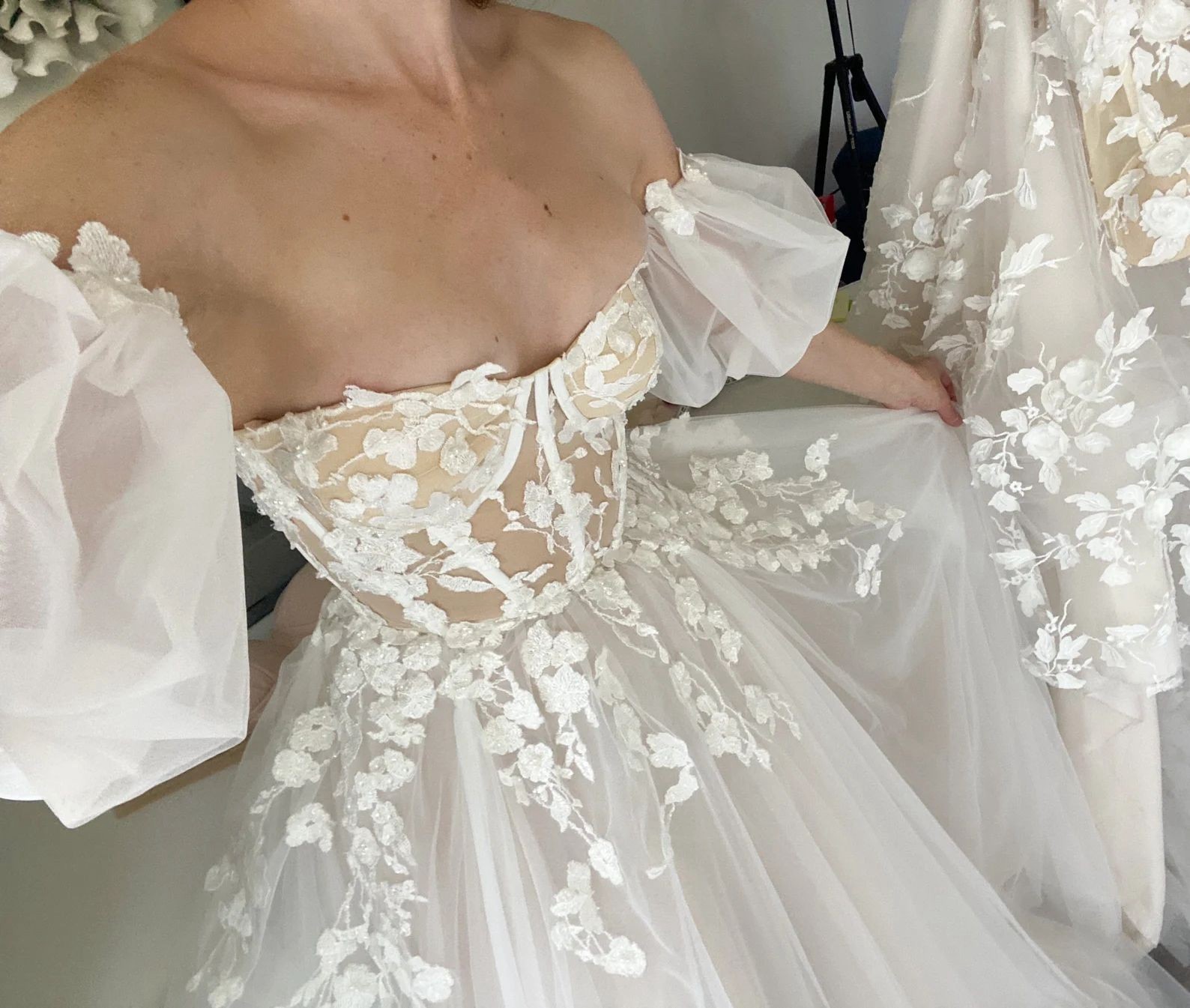 Top Lace Bridal Wedding Dress Wedding Dress 32-60 Champagne Ivory Off Straps