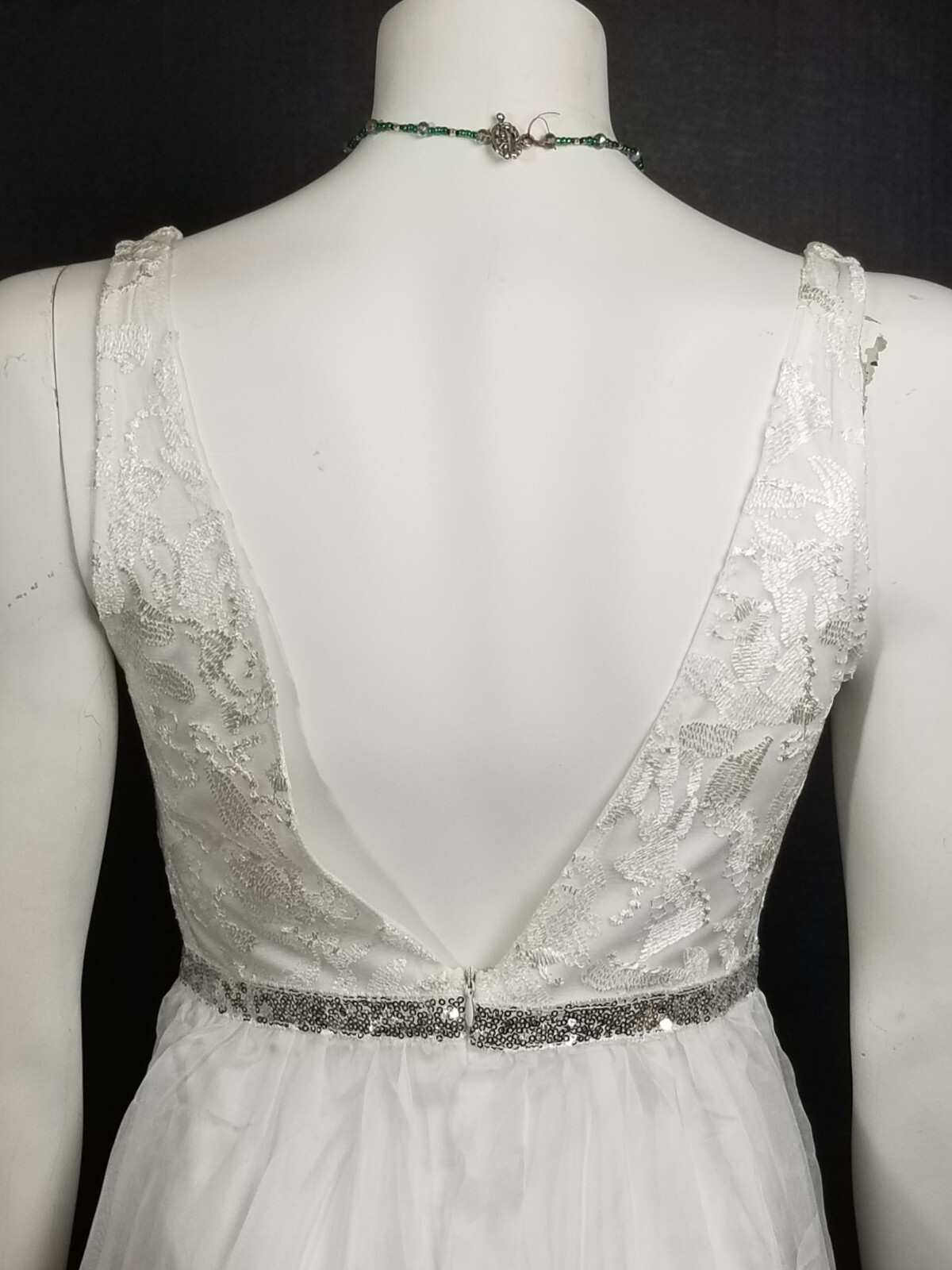 Unbranded Women’s Formal /Wedding White Delicate Lace Long Lined Maxi Dress Sz S
