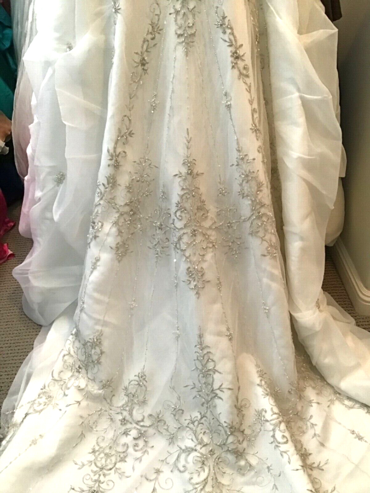 SIGNATURE Wedding dress Bridal ball gown up pick up skirt Ivory organza 8 NEW