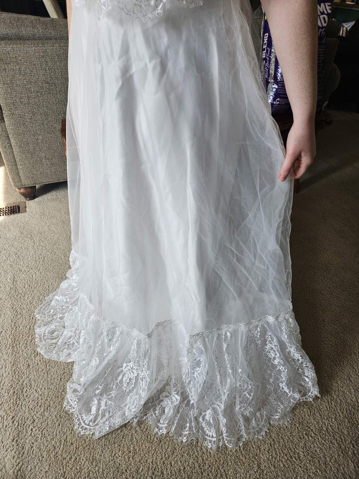 Ivory Wedding Gown High Neck Short Sleeve Sz M Anne of Green Gables Dress