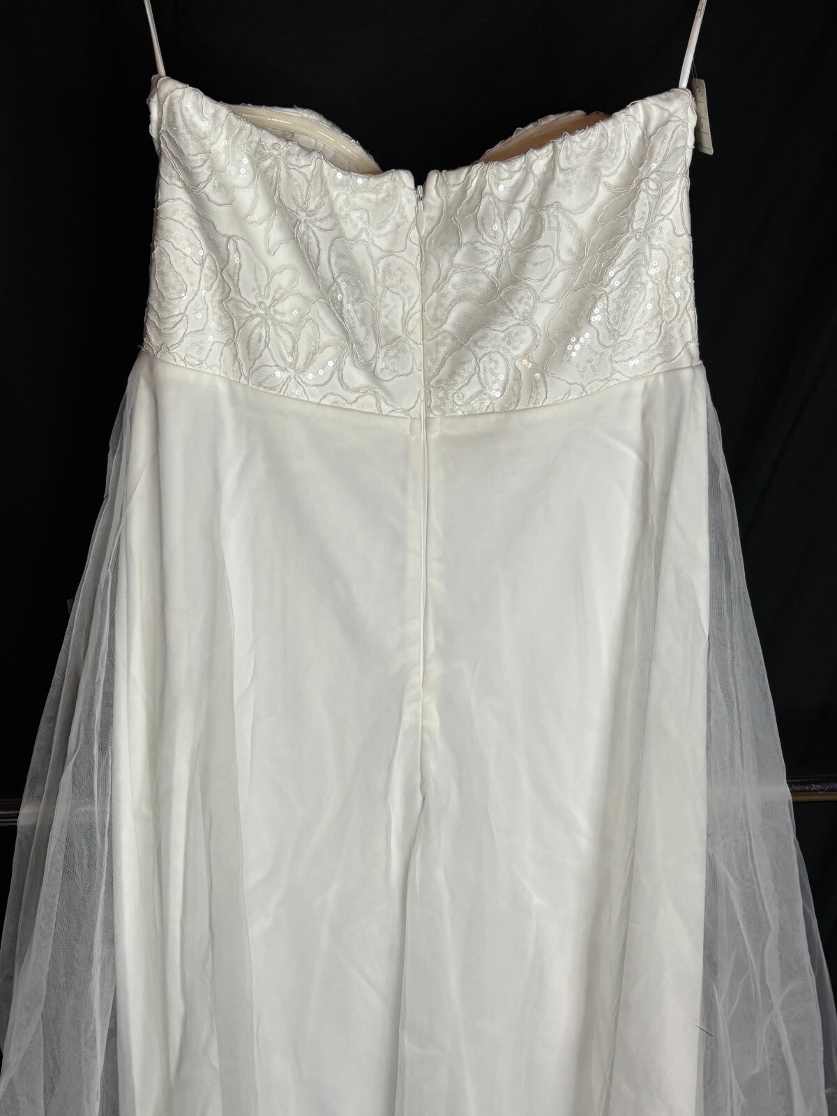 NEW Lulu’s Strapless White Chiffon Midi Reception Dress Bridal Gown Wedding S