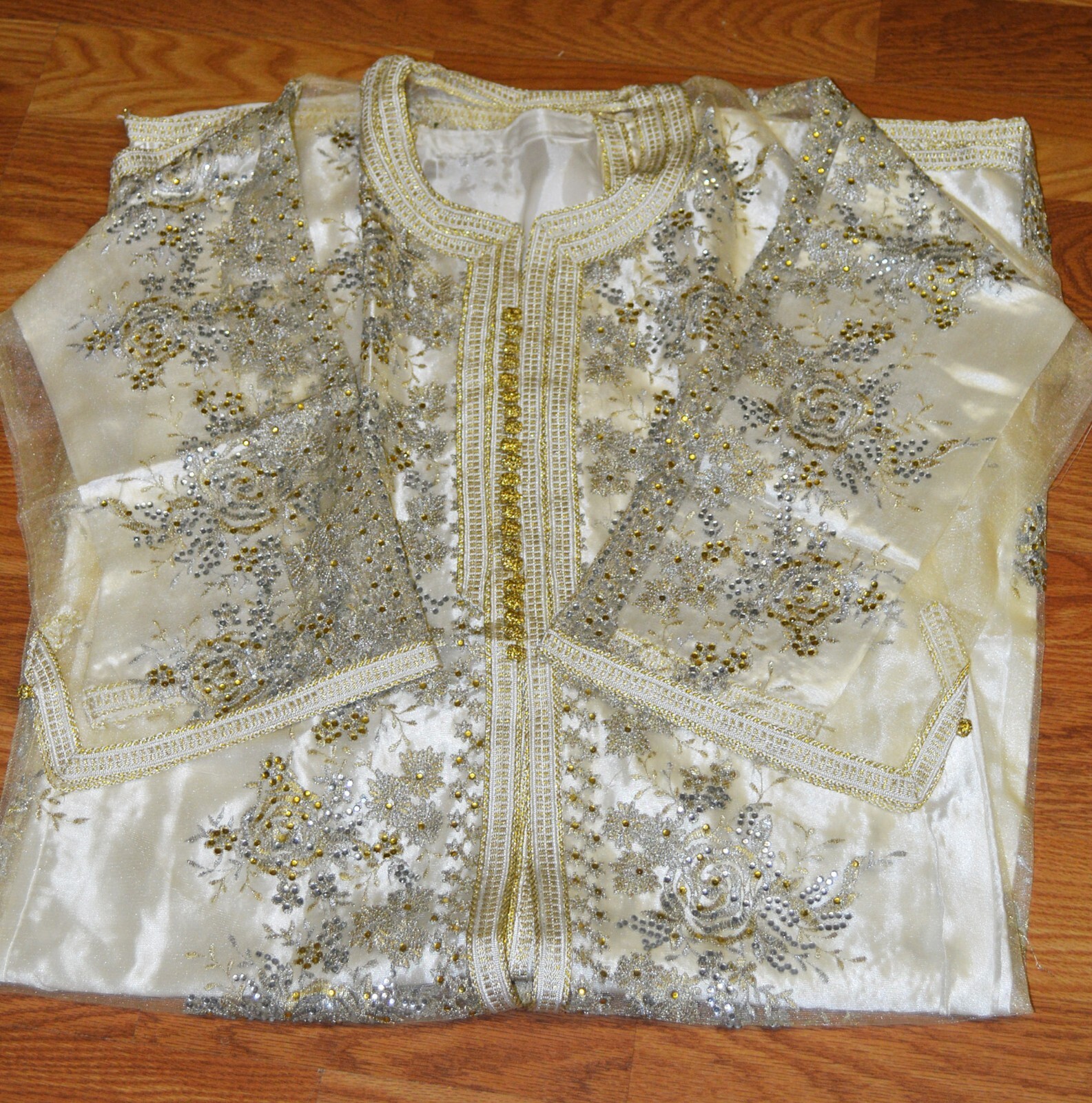 Moroccan kaftan Caftan Takchita Handmade Wedding Gown BrideDress Free Belt Beige