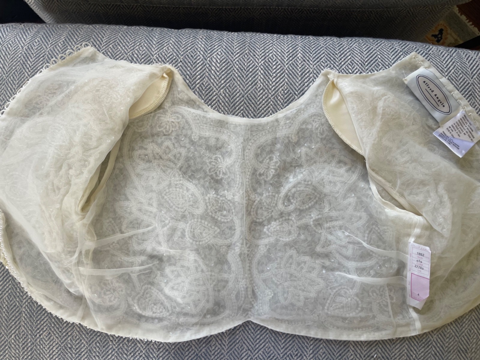 Vintage Beaded Alfred Angelo Wedding Gown Topper Bolero Jacket