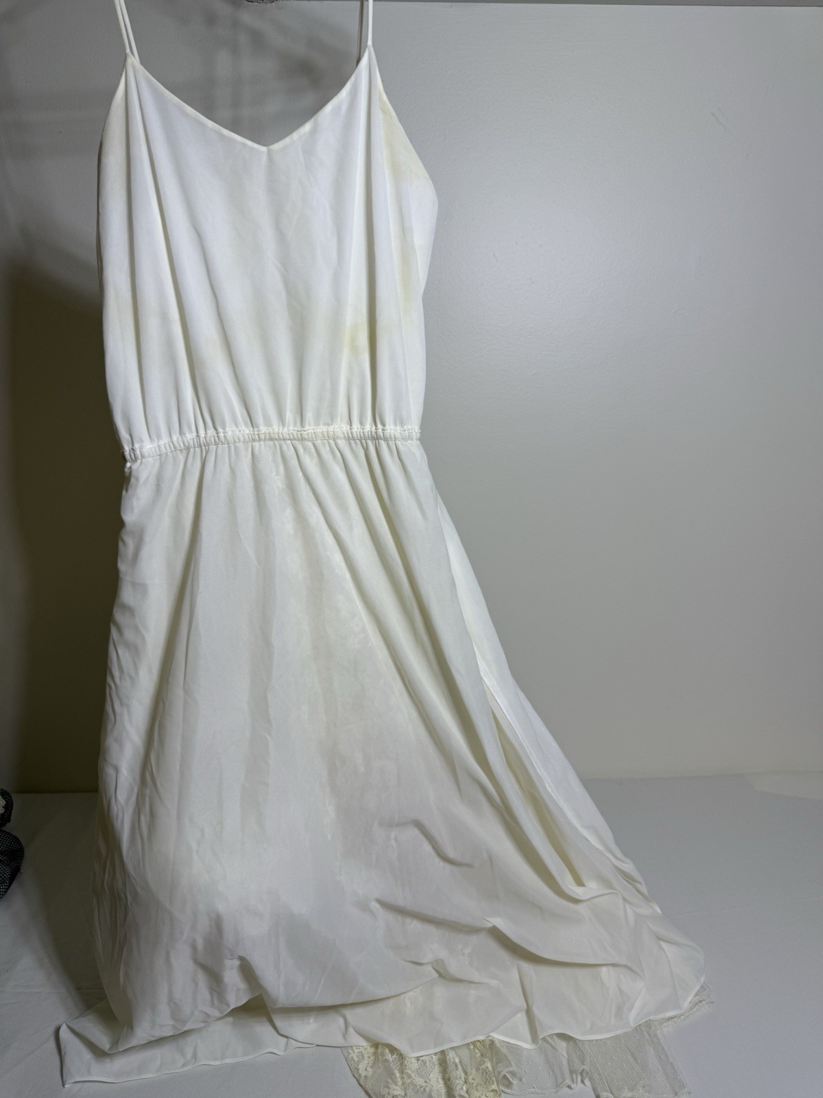 Vintage Wedding Dress Off White Lace Tier Puff Ruffled Sleeve No Tags?