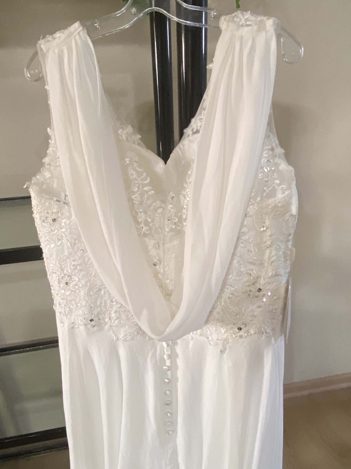 NWT-Abao Wedding Gown Beaded Lace Applique Bodice-SwtHeart-SWht- 18Plus