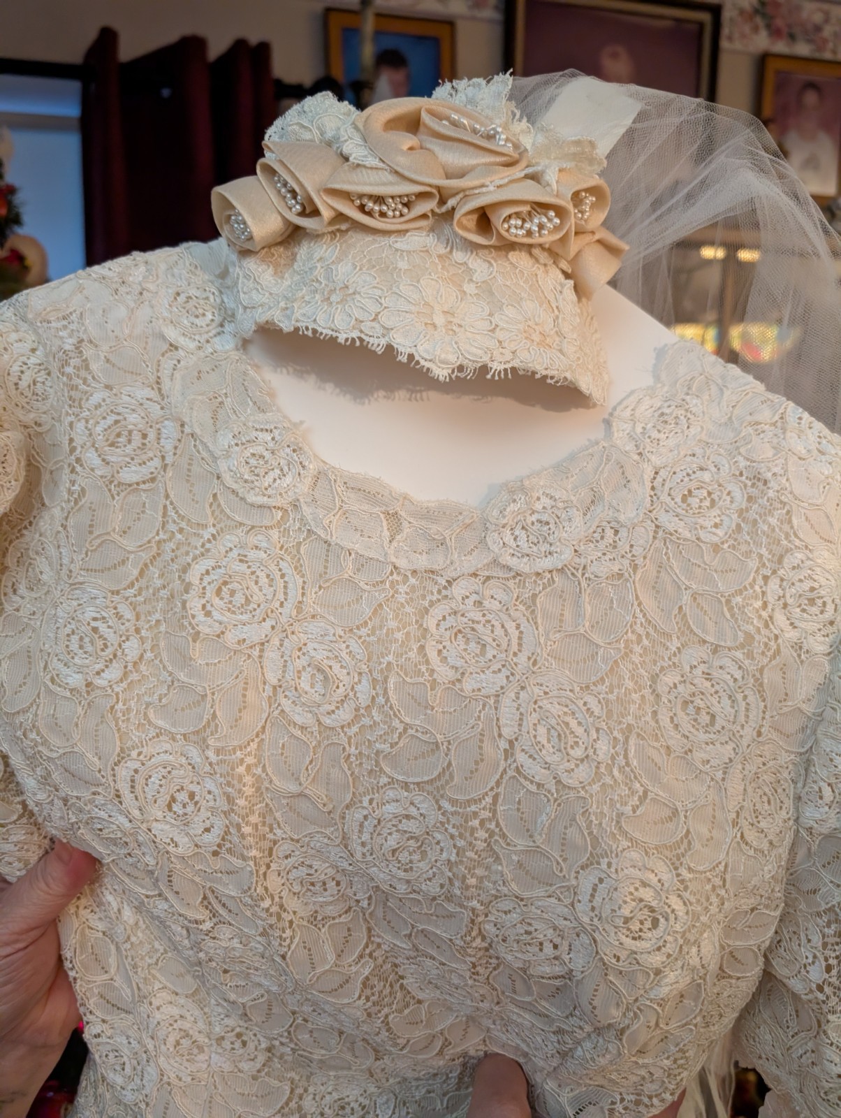 Priscilla Of Boston Designer Wedding Gown And Veil Vintage 90’s $1800