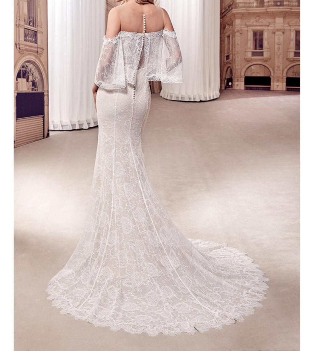 Eddy K MD280 Wedding Dress Ball Gown 6-10 Ivory Champagne Lace BOHO NWT $1,600