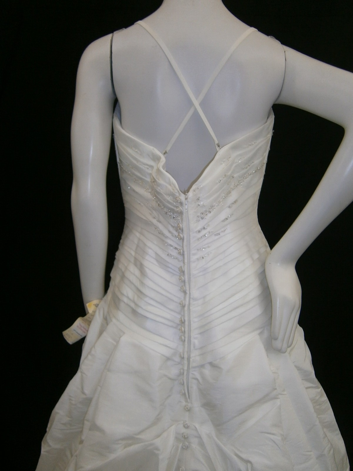 Casablanca Wedding Dress Ball Gown 10-14 White Satin Straps Beaded Elegant