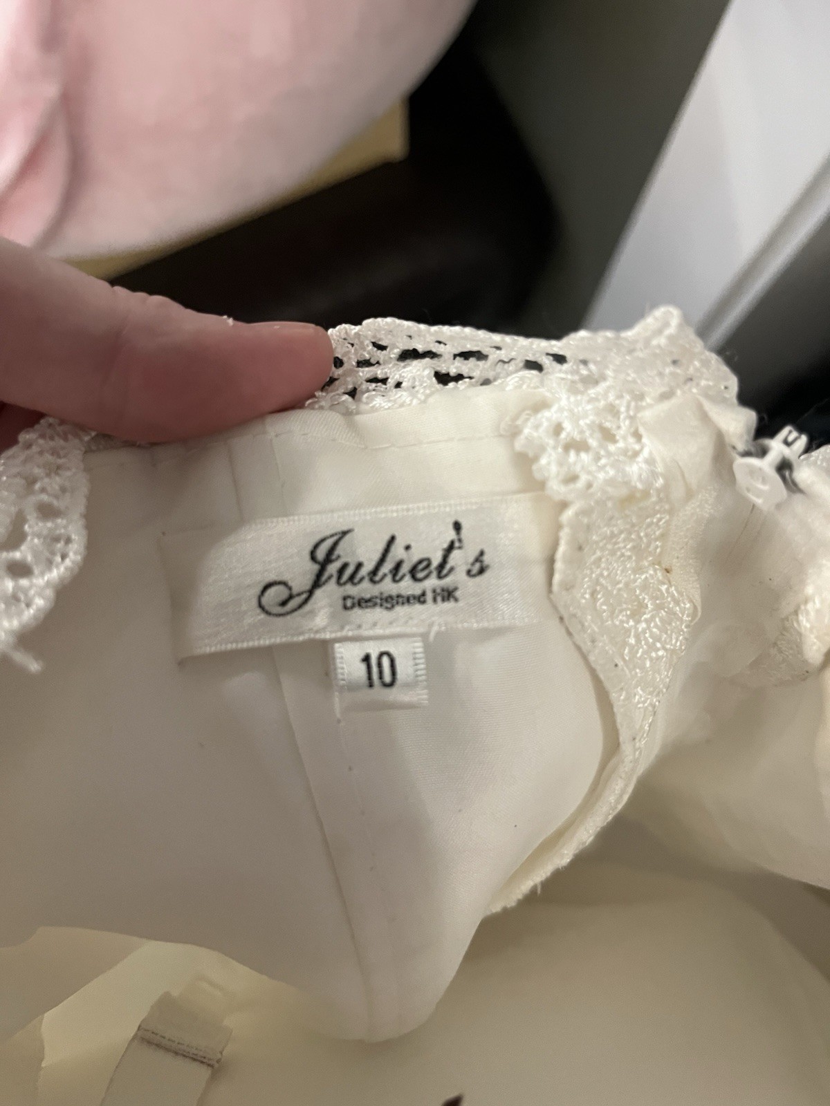 Juliet’s Size 10 Ivory Strapless Lace A-Line Full-Length Dress w/ Tulle