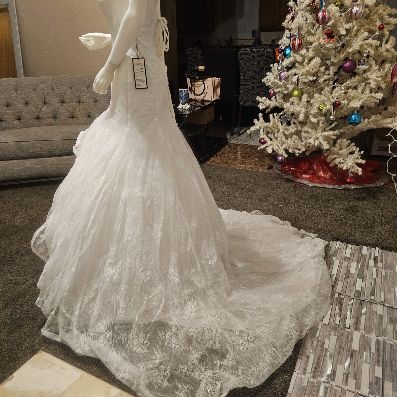 Organza Wedding Dresses Beaded Strapless Ruffles Sweep Train A Line Bridal Gowns