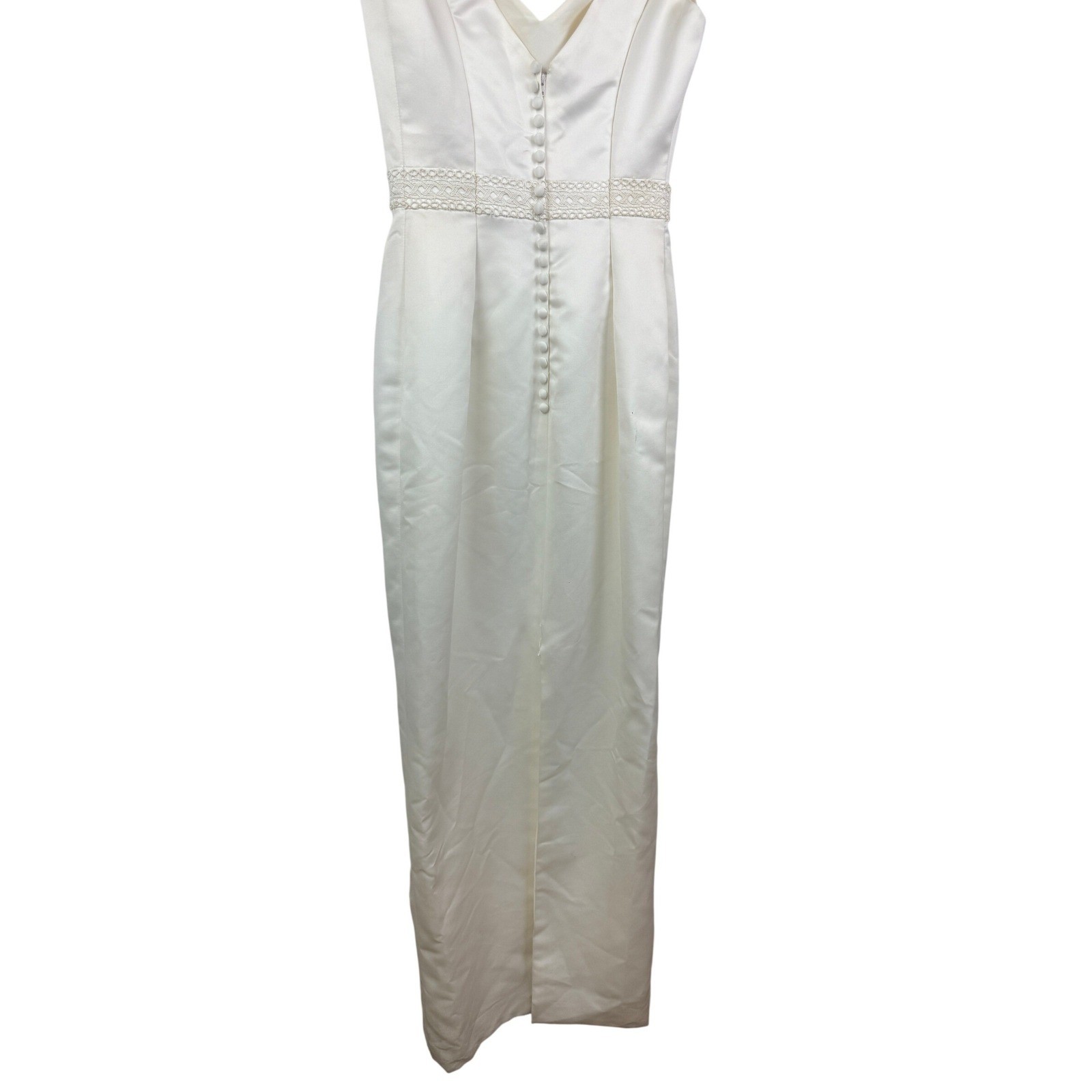Venus Informals Ivory Satin V-Neck Bridal Gown Wedding Dress Size 2 6236-119