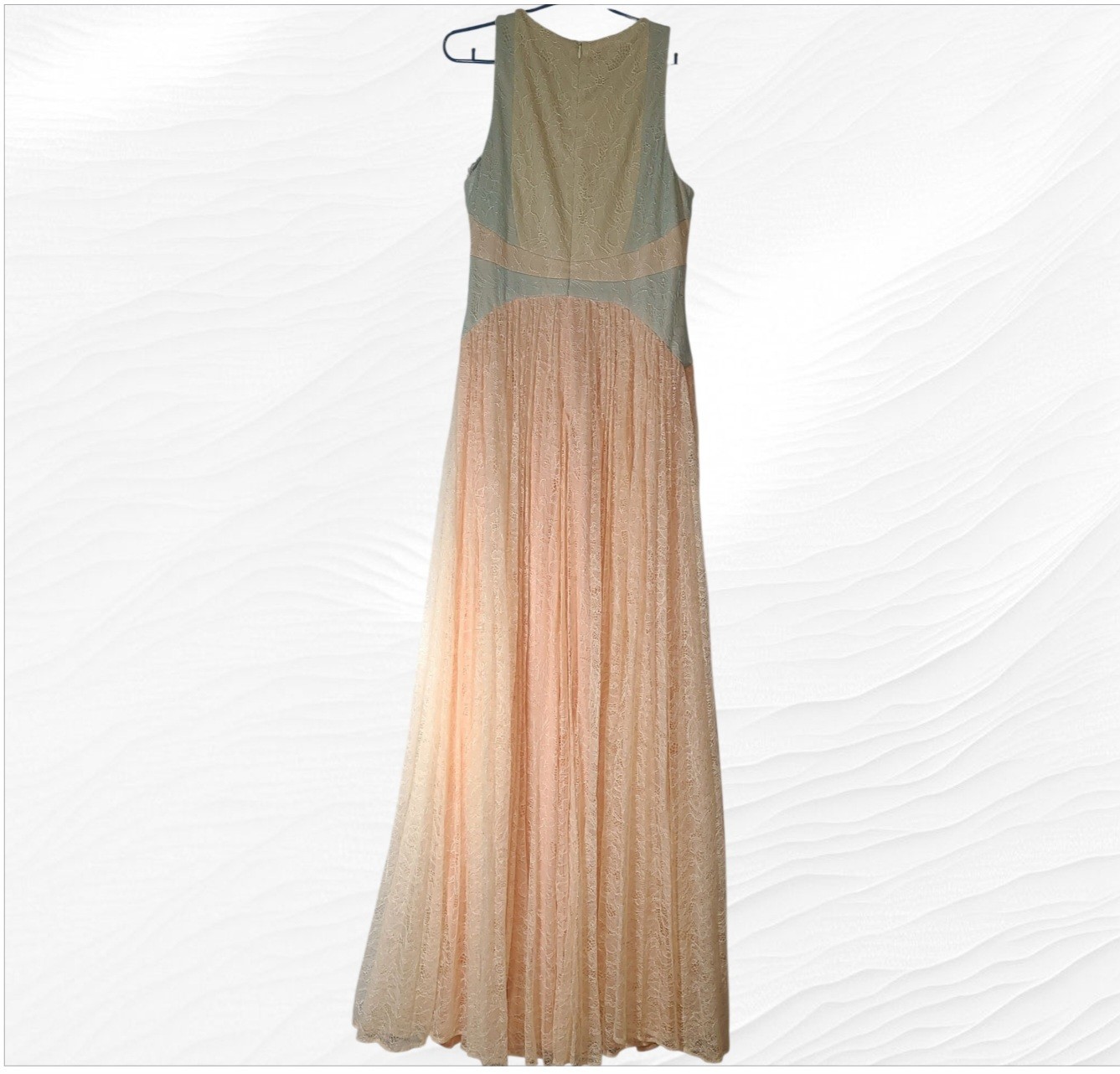 Adrianna Papell Halter Neck Sleeveless Ruched Lace Dress Apricot Multi Size 10