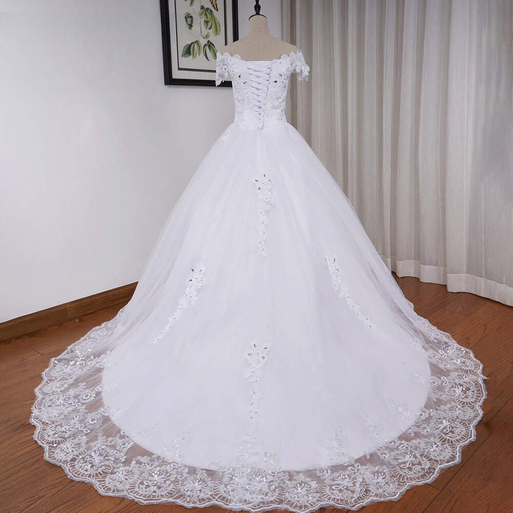 Ball Gown Off Shoulder Wedding Dresses Beaded Lace Applique Bridal Gowns Custom